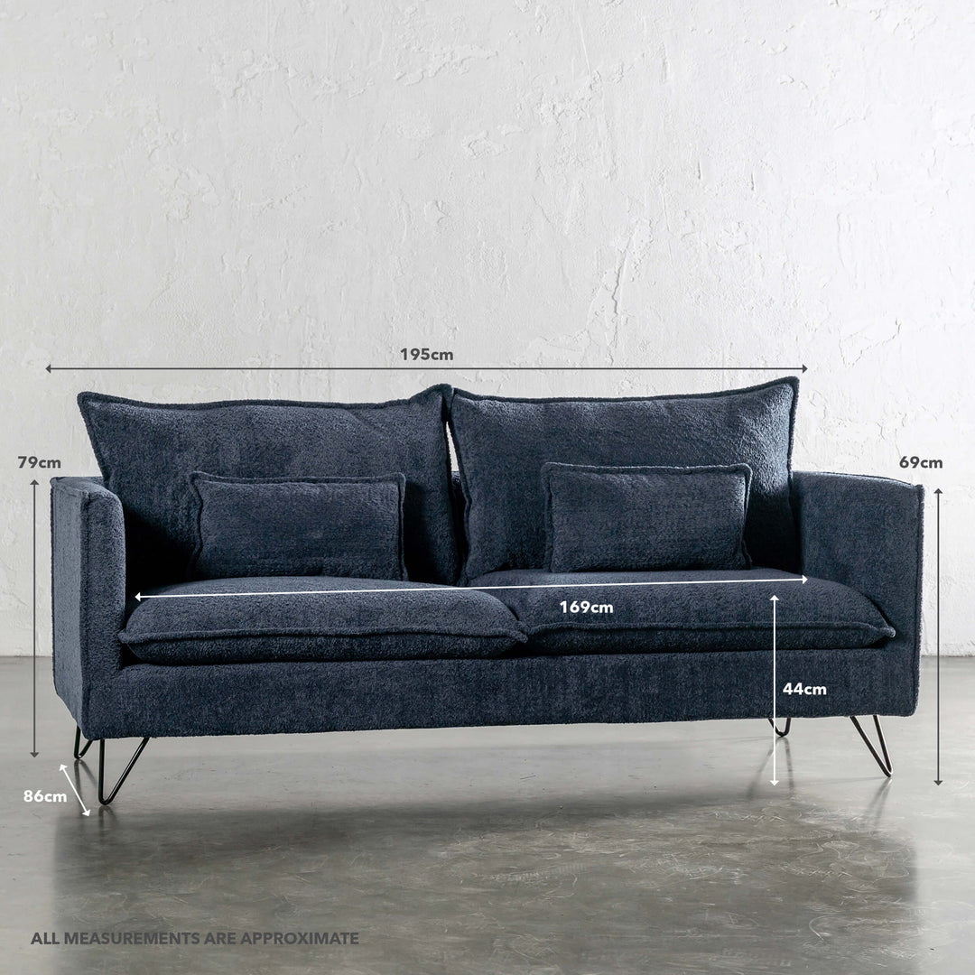 SEVILLA 2.5 SEATER SOFA | REEF NAVY BOUCLE | MEASUREMENTS