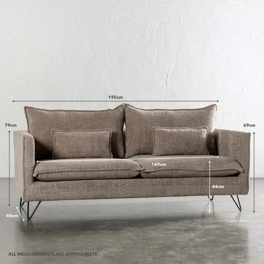 SEVILLA 2.5 SEATER SOFA | SAHARA DUNE BOUCLE | MEASUREMENTS