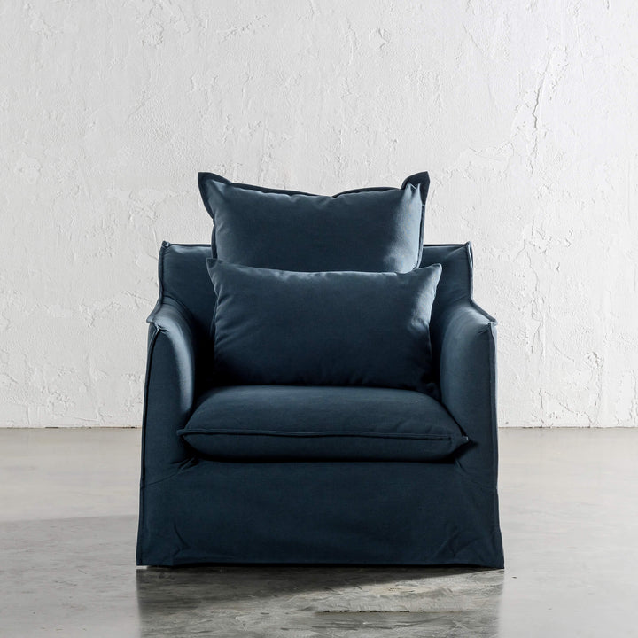 SEVILLA SLIPCOVER ARM CHAIR UNSTYLED   |  MIDNIGHT DENIM