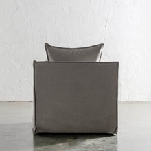 SEVILLA SLIP COVER ARM CHAIR BACK VIEW   |  OYSTER LINEN