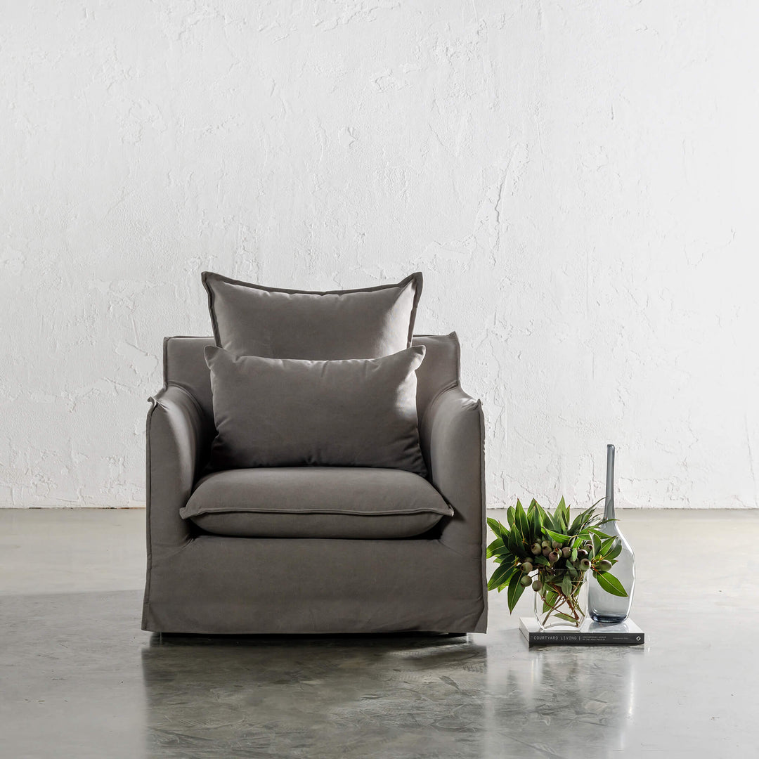 SEVILLA SLIP COVER ARM CHAIR | OYSTER LINEN