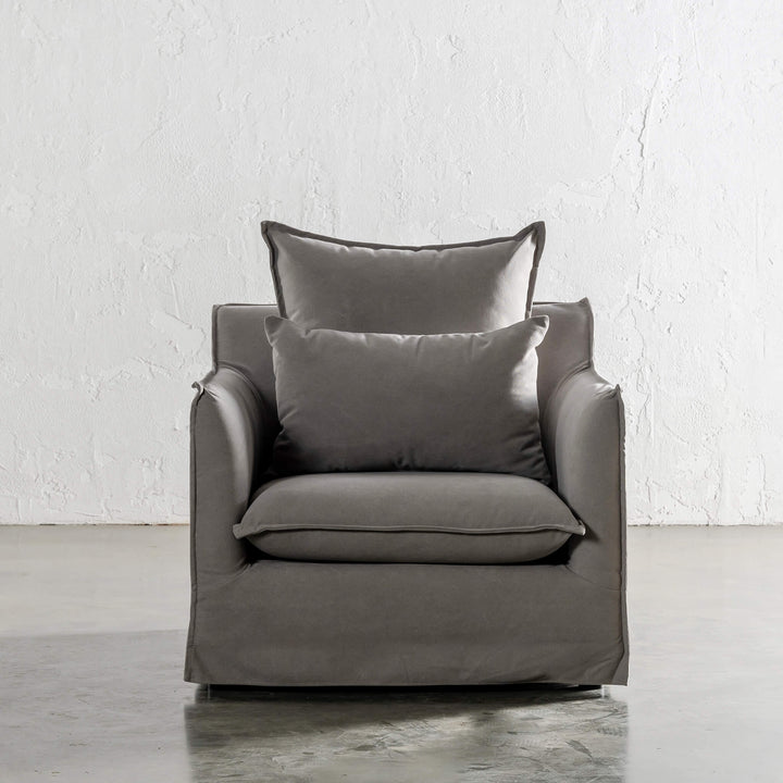 SEVILLA SLIP COVER ARM CHAIR UNSTYLED   |  OYSTER LINEN