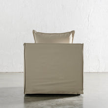 SEVILLA SLIP COVER ARM CHAIR BACK VIEW   |  STOWE SAND