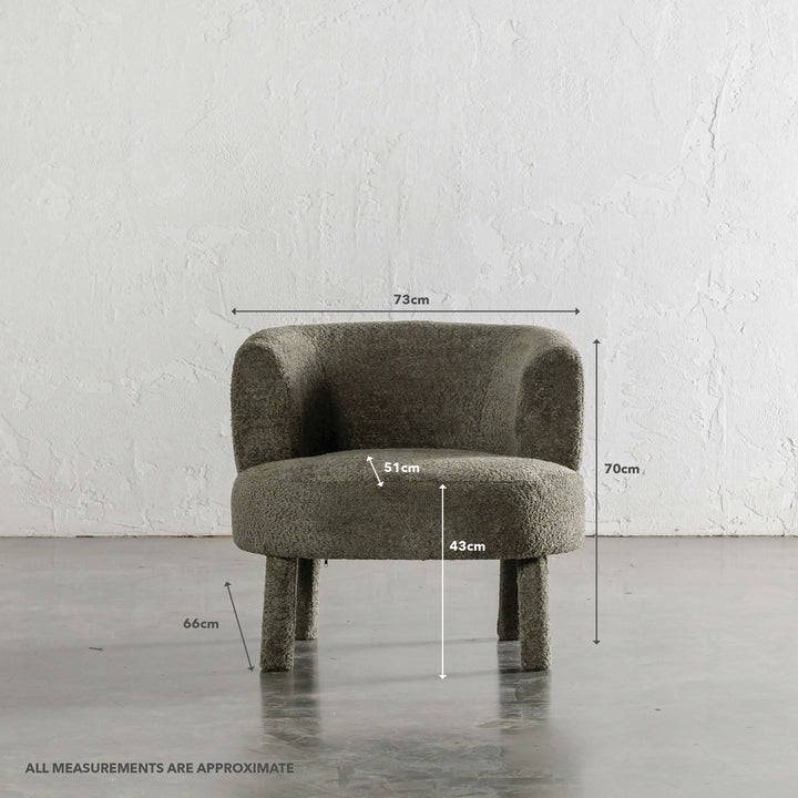 SEVILLA CURVE ARMCHAIR | MANGROVE LEAF BOUCLE | MEASUREMENTS