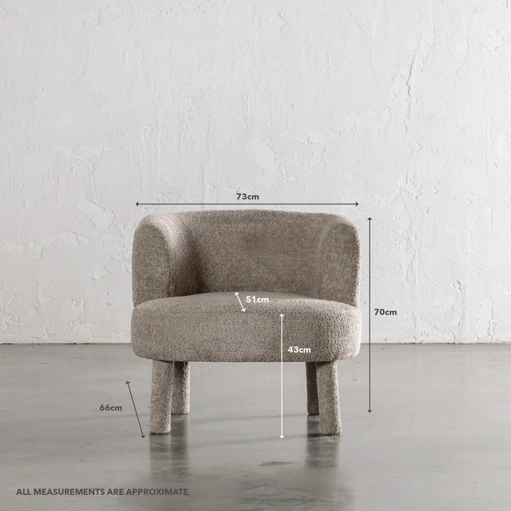 SEVILLA CURVE ARMCHAIR | SAHARA DUNE BOUCLE | MEASUREMENTS