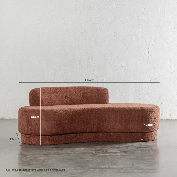 SEVILLA CURVE DAYBED | CARMEN RUST BOUCLE | MEASUREMENTS