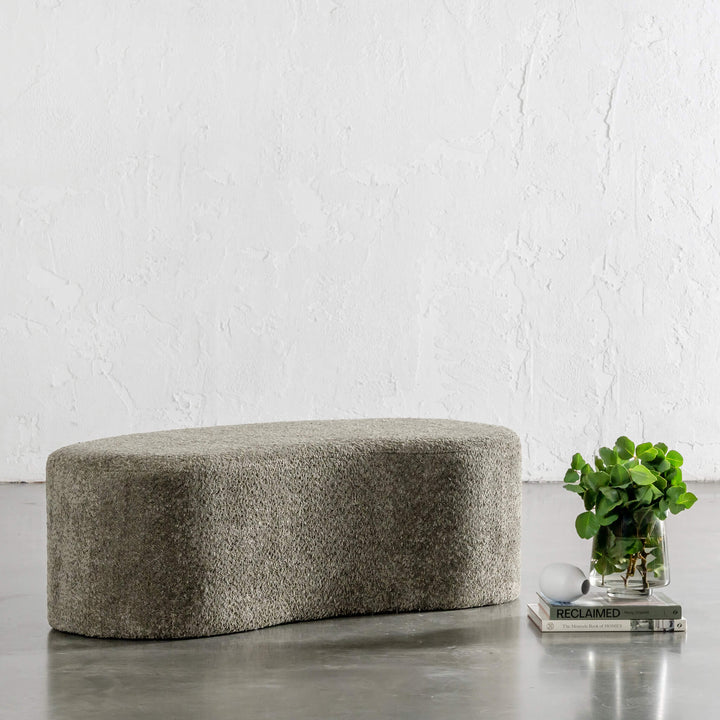 SEVILLA ORGANIC BEAN OTTOMAN BENCH  |  MANGROVE OLIVE BOUCLE  |  120CM