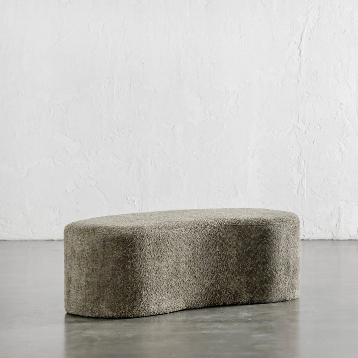 SEVILLA ORGANIC BEAN OTTOMAN BENCH  |  MANGROVE OLIVE BOUCLE  |  120CM