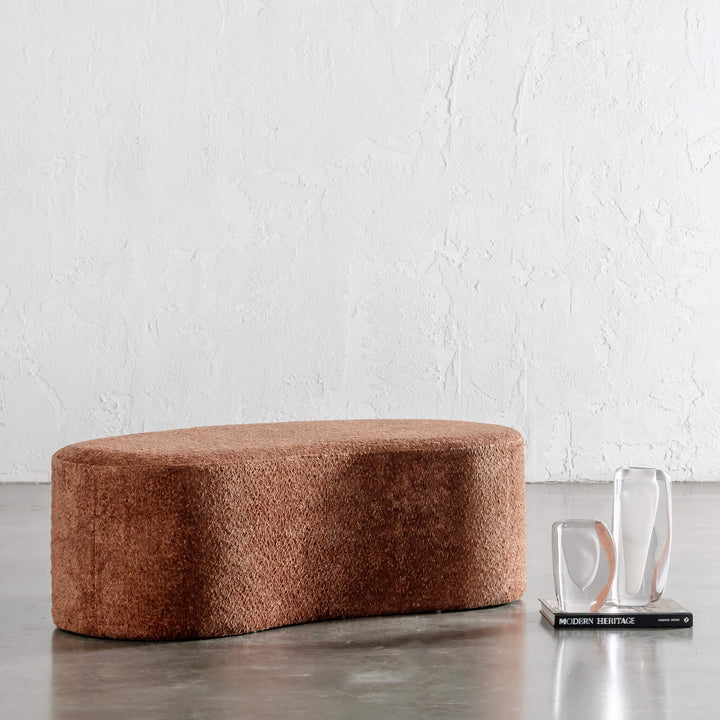 SEVILLA ORGANIC BEAN OTTOMAN BENCH  |  CARMEN RUST BOUCLE  |  120CM