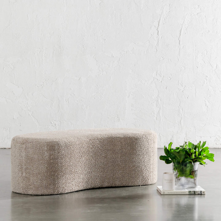 SEVILLA ORGANIC BEAN OTTOMAN BENCH  |  SAHARA DUNE BOUCLE  |  120CM