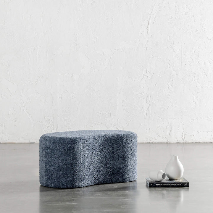 SEVILLA ORGANIC BEAN OTTOMAN BENCH  |  REEF NAVY BOUCLE  |  80CM