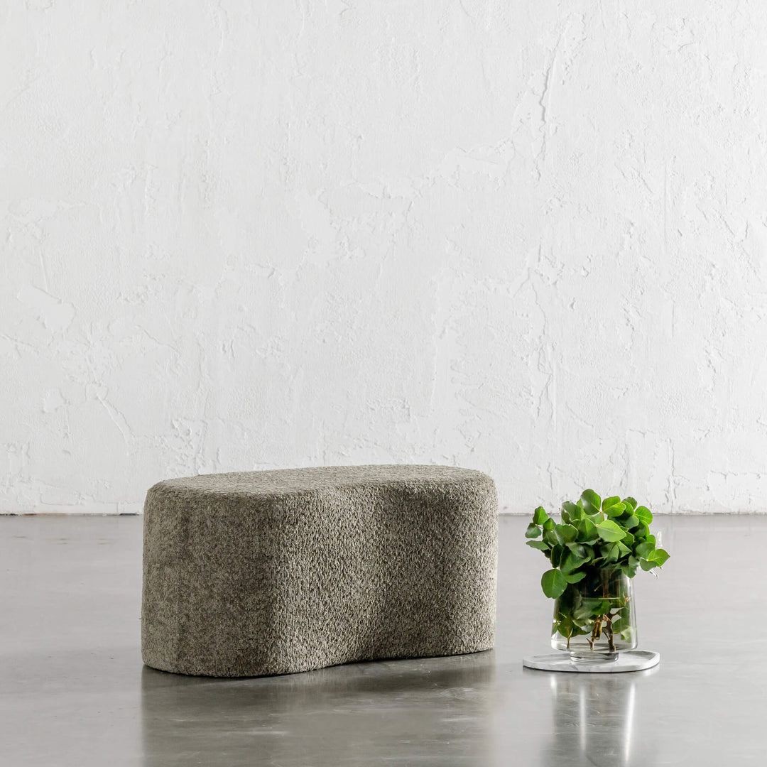 SEVILLA ORGANIC BEAN OTTOMAN BENCH  |  MANGROVE OLIVE BOUCLE  |  80CM