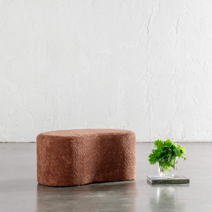 SEVILLA ORGANIC BEAN OTTOMAN BENCH  |  CARMEN RUST BOUCLE  |  80CM