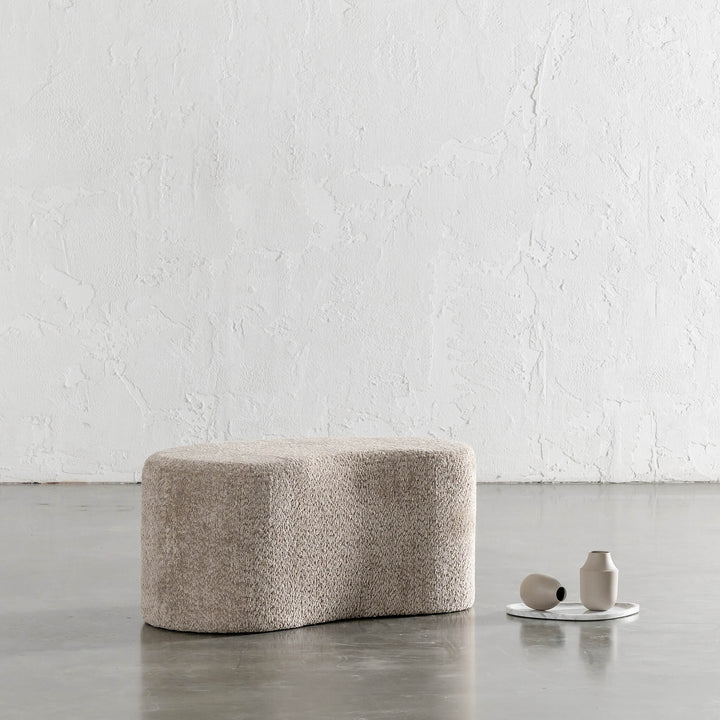 SEVILLA ORGANIC BEAN OTTOMAN BENCH  |  SAHARA DUNE BOUCLE  |  80CM