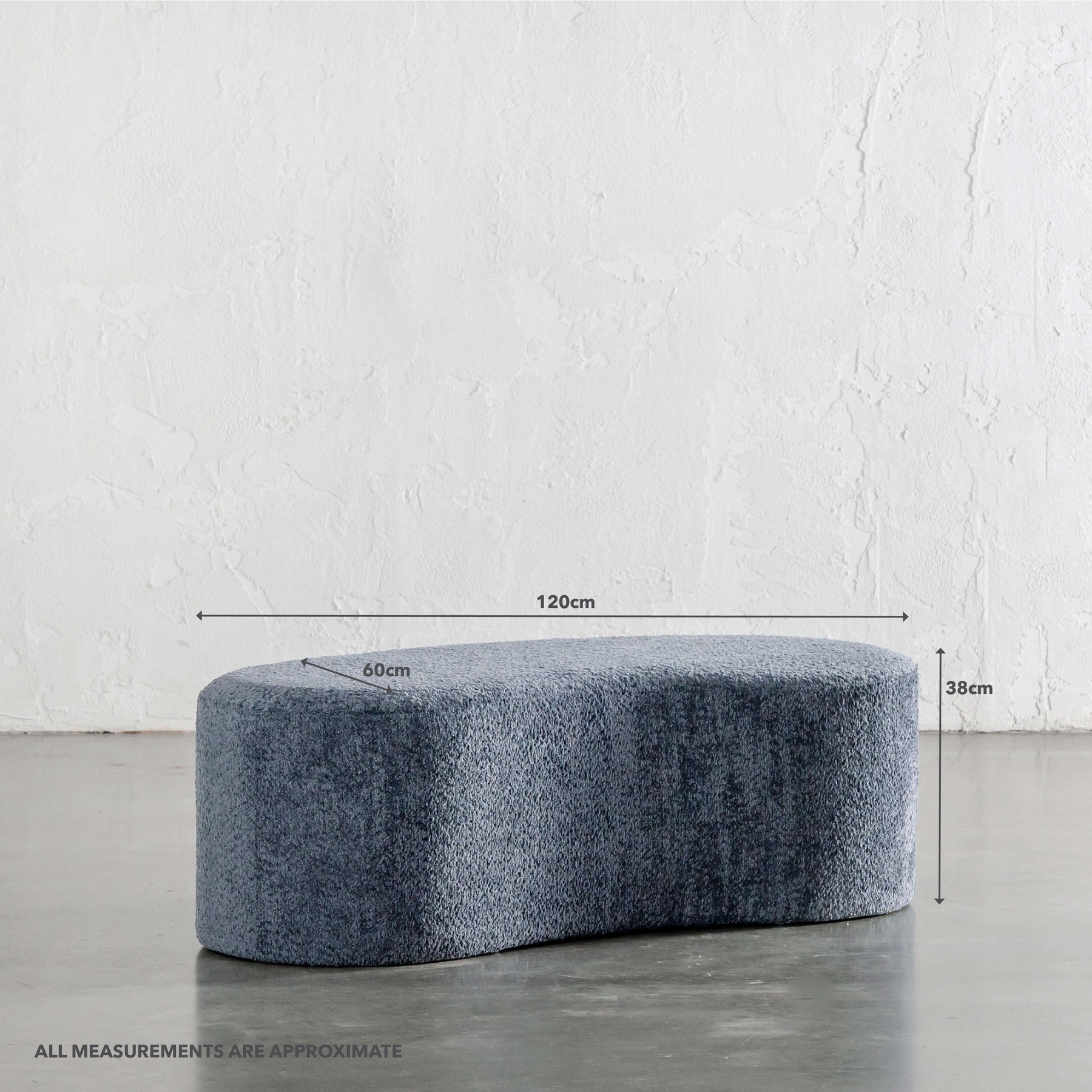 Reef Point Bench SEVILLA ORGANIC BEAN OTTOMAN BENCH | REEF NAVY BOUCLE | 120CM – Living ...