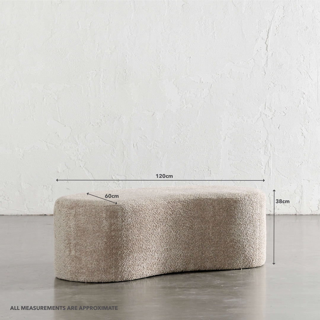 SEVILLA ORGANIC BEAN OTTOMAN BENCH  |  SAHARA DUNE BOUCLE  |  120CM