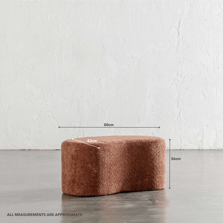 SEVILLA ORGANIC BEAN OTTOMAN BENCH  |  CARMEN RUST BOUCLE  |  80CM | MEASUREMENTS