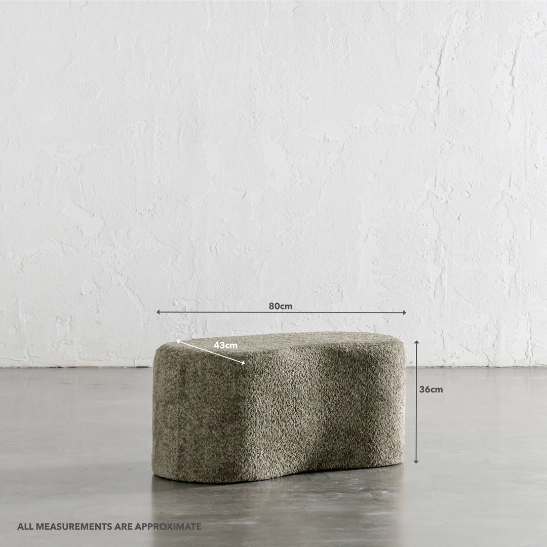 SEVILLA ORGANIC BEAN OTTOMAN BENCH  |  MANGROVE OLIVE BOUCLE  |  80CM
