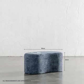 SEVILLA ORGANIC BEAN OTTOMAN BENCH  |  REEF NAVY BOUCLE  |  80CM | MEASUREMENTS