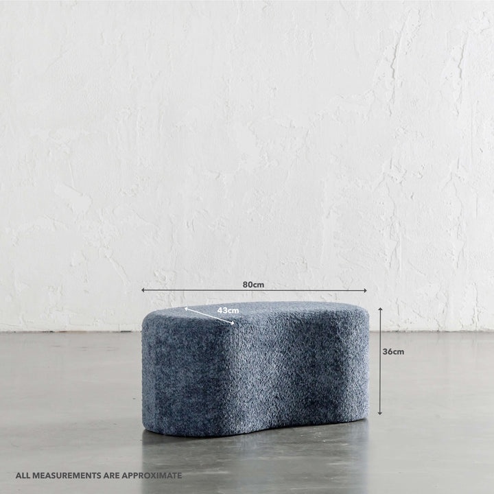 SEVILLA ORGANIC BEAN OTTOMAN BENCH  |  REEF NAVY BOUCLE  |  80CM | MEASUREMENTS