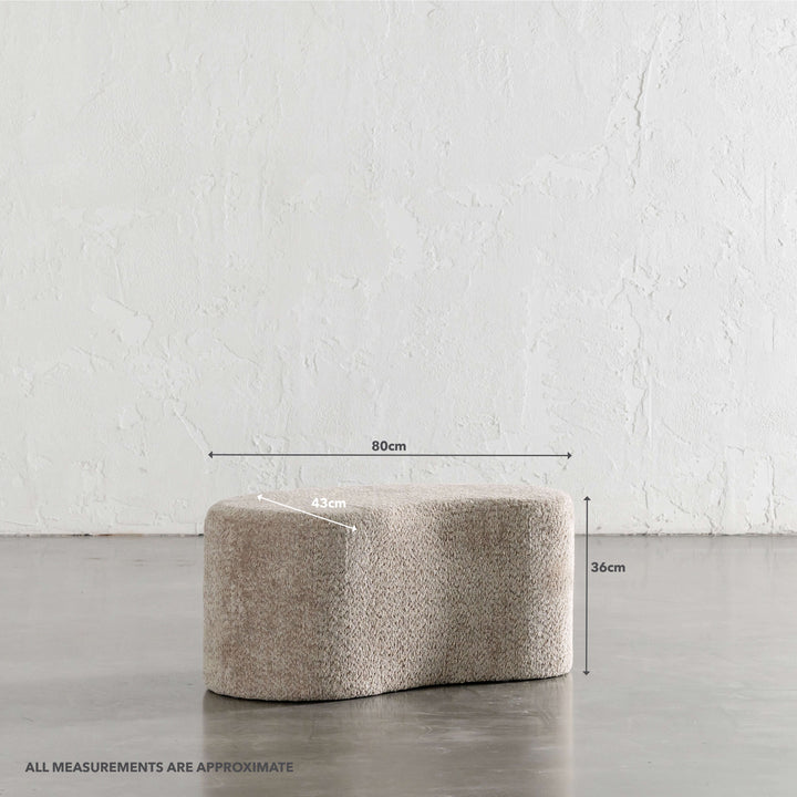 SEVILLA ORGANIC BEAN OTTOMAN BENCH | SAHARA DUNE BOUCLE | 80CM | MEASUREMENTS