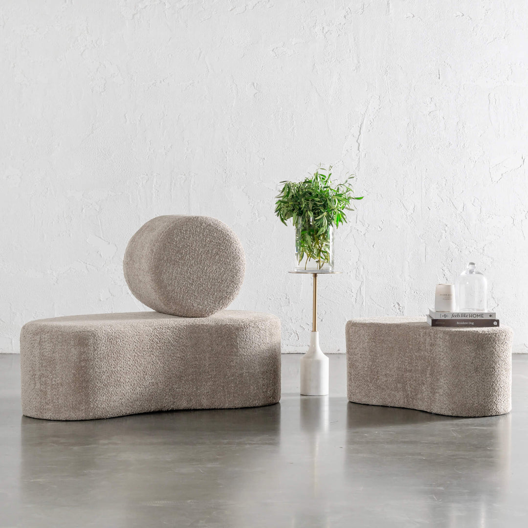 SEVILLA ORGANIC OTTOMAN BUNDLE X3  |  ROUND OTTOMAN + 2 X BEAN BENCHES  |  SAHARA DUNE BOUCLE