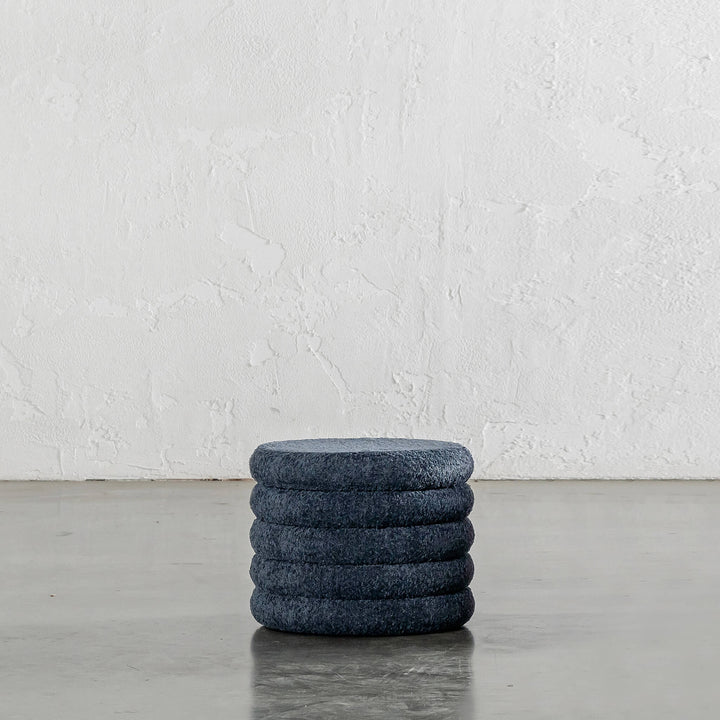 SEVILLA RIBBED STORAGE OTTOMAN | REEF NAVY BOUCLE