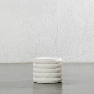 SEVILLA RIBBED STORAGE OTTOMAN | TERRACE WHITE BOUCLE