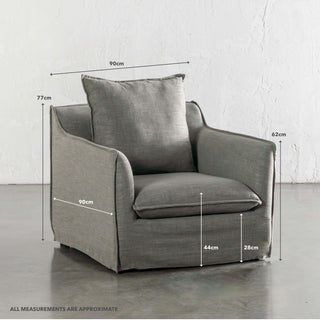 SEVILLA SLIP COVER ARMCHAIR  |  OAKMOSS GREEN | MEASUREMENTS