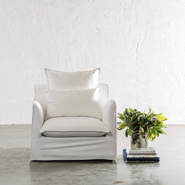 SEVILLA SLIP COVER ARM CHAIR | POLAR WHITE