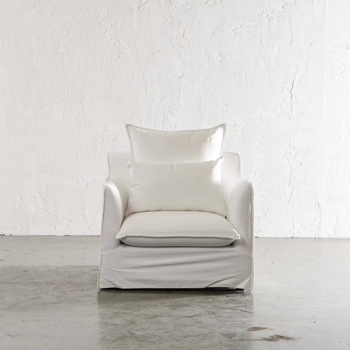 SEVILLA SLIP COVER ARM CHAIR | POLAR WHITE | FRONT