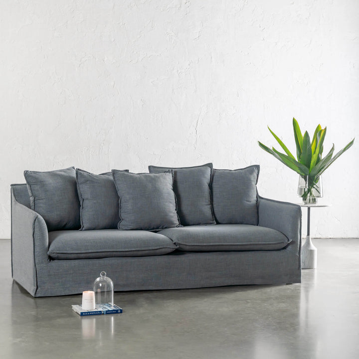 SEVILLA 3 SEATER SLIP COVER SOFA  |  INDIGO HAZE
