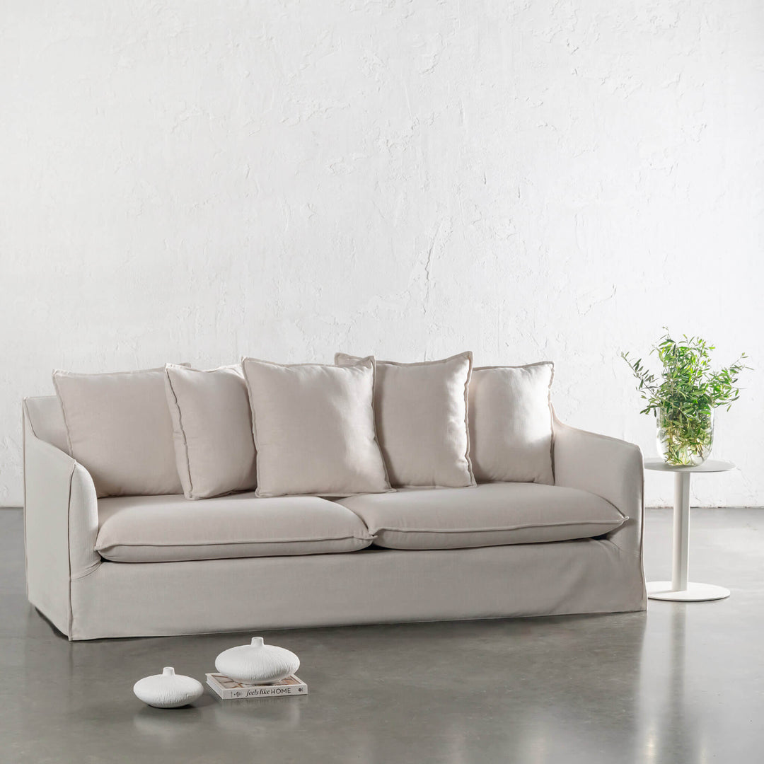 SEVILLA 3 SEATER SLIP COVER SOFA  |  LIMEWASH BONE