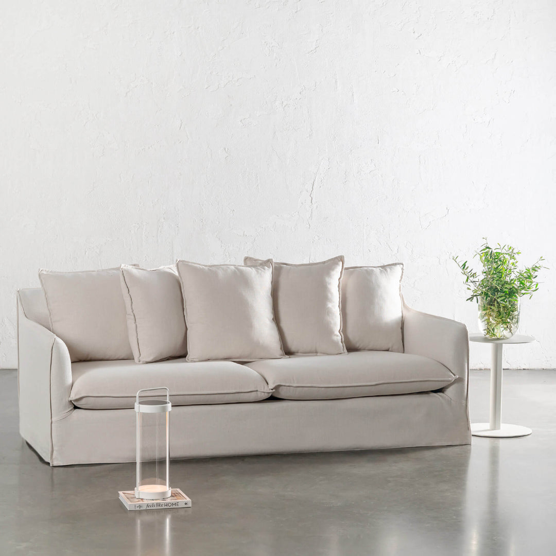 SEVILLA 3 SEATER SLIP COVER SOFA  |  LIMEWASH BONE