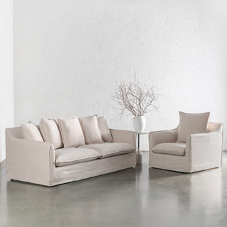 SEVILLA 3 SEATER SLIP COVER SOFA  |  LIMEWASH BONE