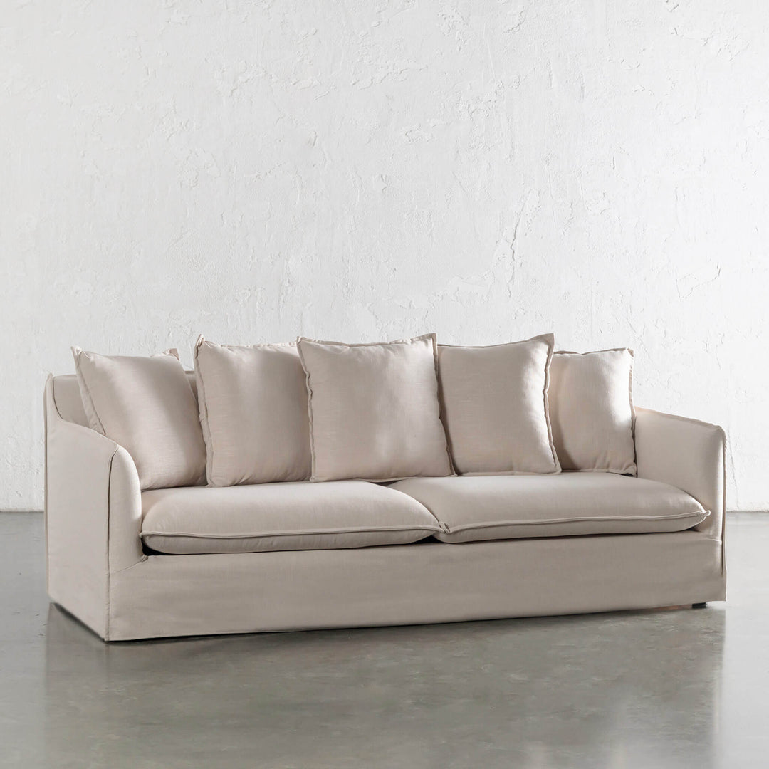 SEVILLA 3 SEATER SLIP COVER SOFA  |  LINEN OATMEAL MIST