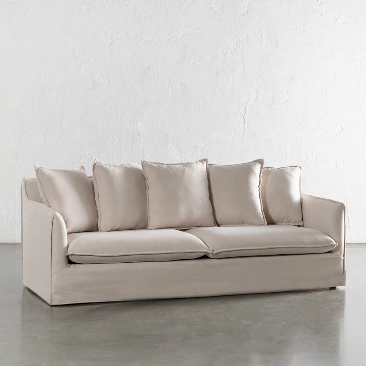 SEVILLA 3 SEATER SLIP COVER SOFA  |  LINEN OATMEAL MIST