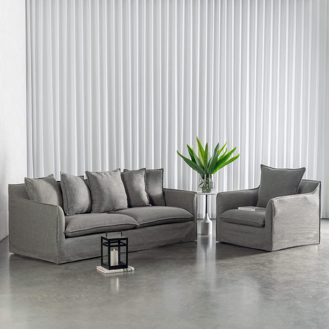 SEVILLA 3 SEATER SLIP COVER SOFA  |  OAKMOSS GREEN