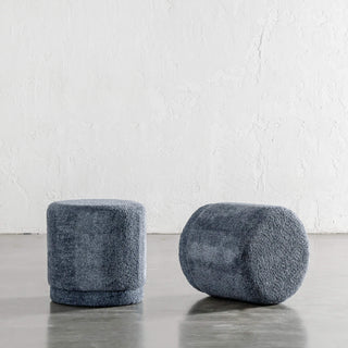 Sevilla Organic Round Ottoman  |  Reef Navy Boucle