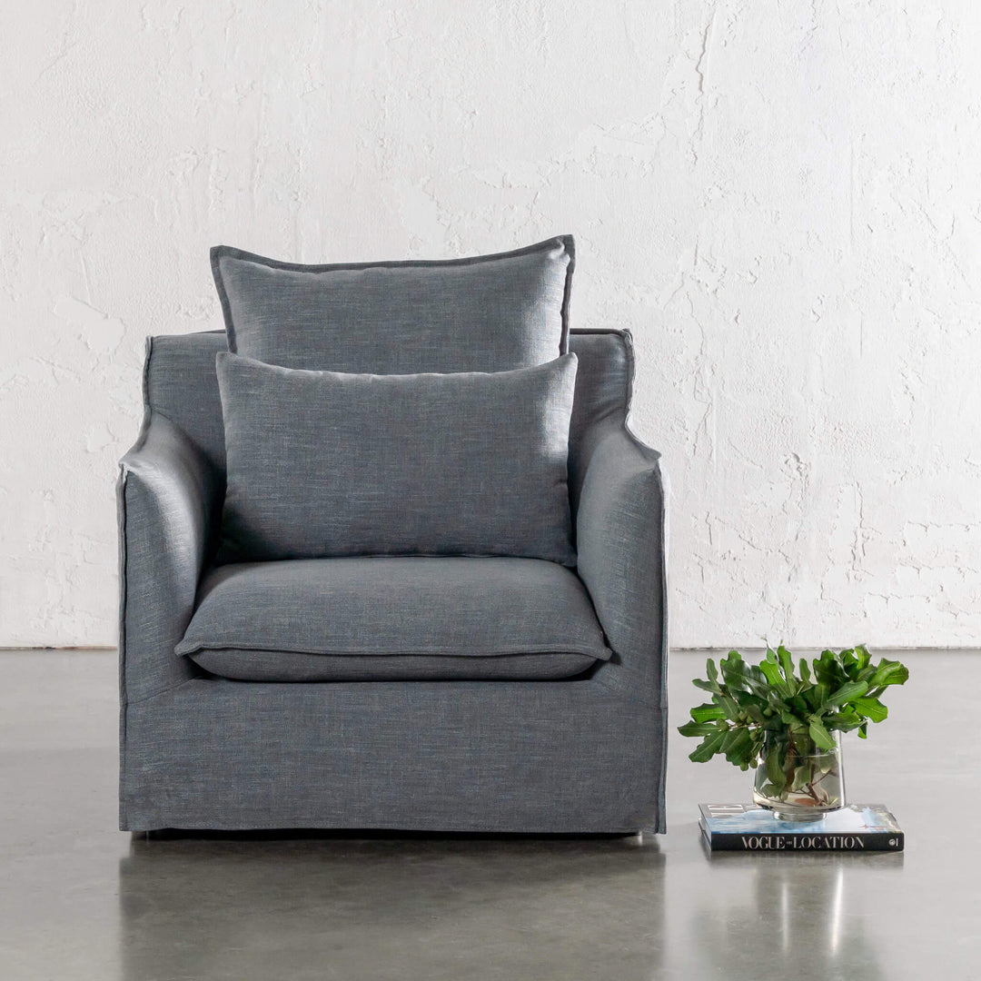 SEVILLA SLIP COVER ARMCHAIR  |  INDIGO HAZE