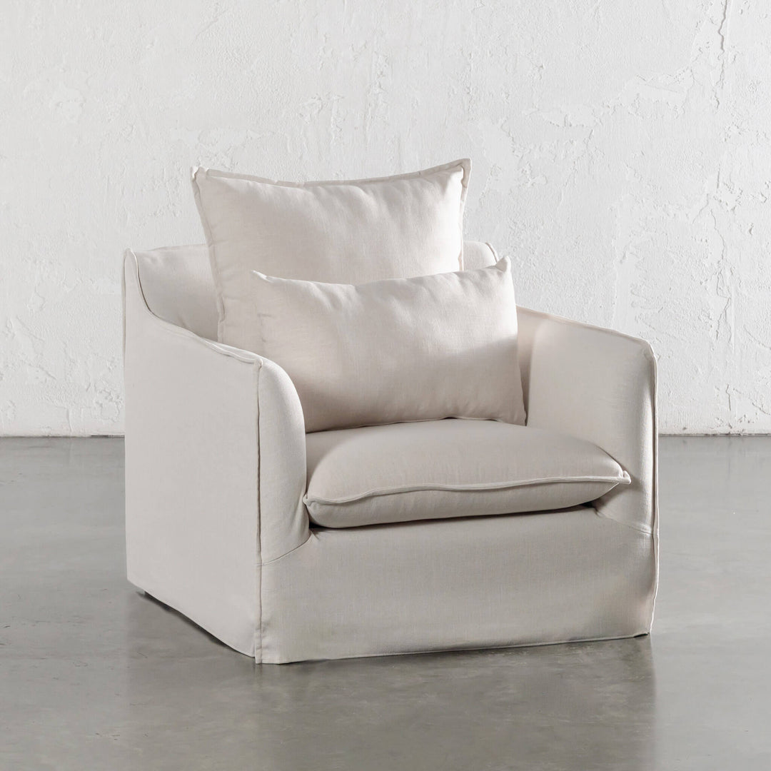 SEVILLA SLIP COVER ARMCHAIR  |  LIMEWASH BONE