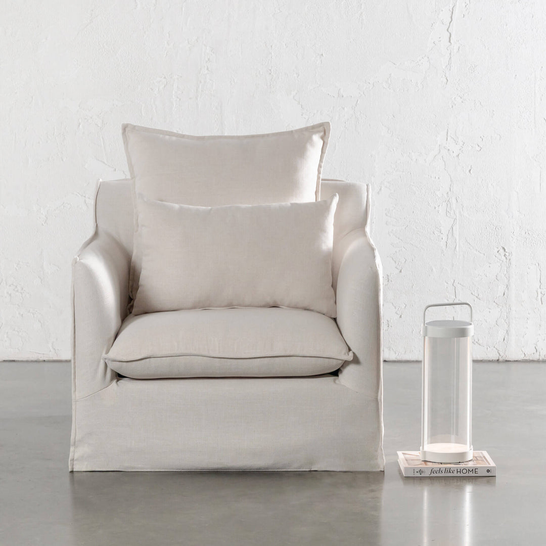 SEVILLA SLIP COVER ARMCHAIR  |  LIMEWASH BONE