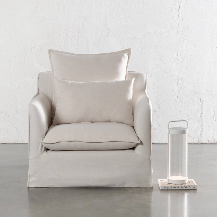 SEVILLA SLIP COVER ARMCHAIR  |  LIMEWASH BONE