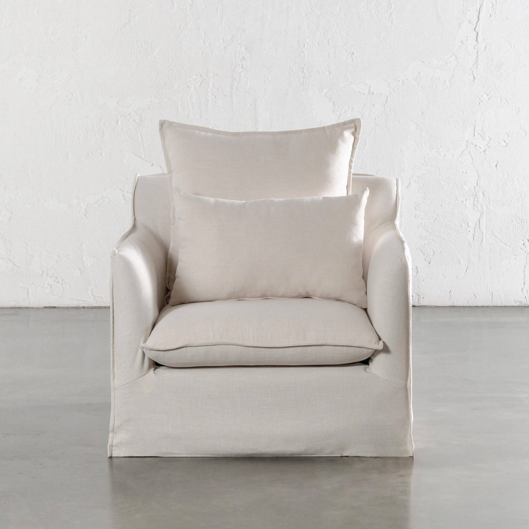 SEVILLA SLIP COVER ARMCHAIR  |  LIMEWASH BONE