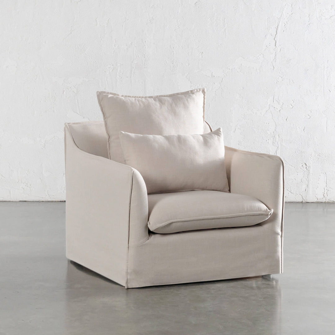 SEVILLA SLIP COVER ARMCHAIR  |  LINEN OATMEAL MIST