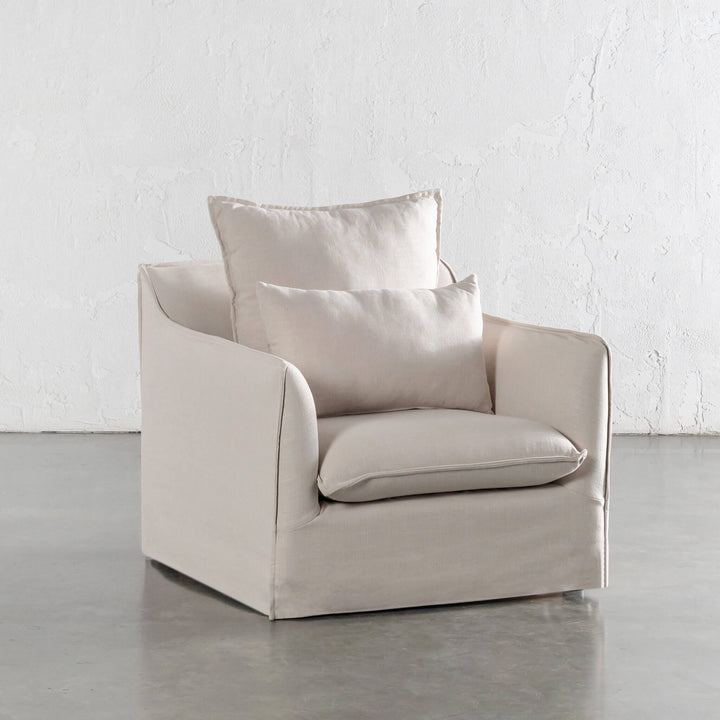 SEVILLA SLIP COVER ARMCHAIR  |  LINEN OATMEAL MIST