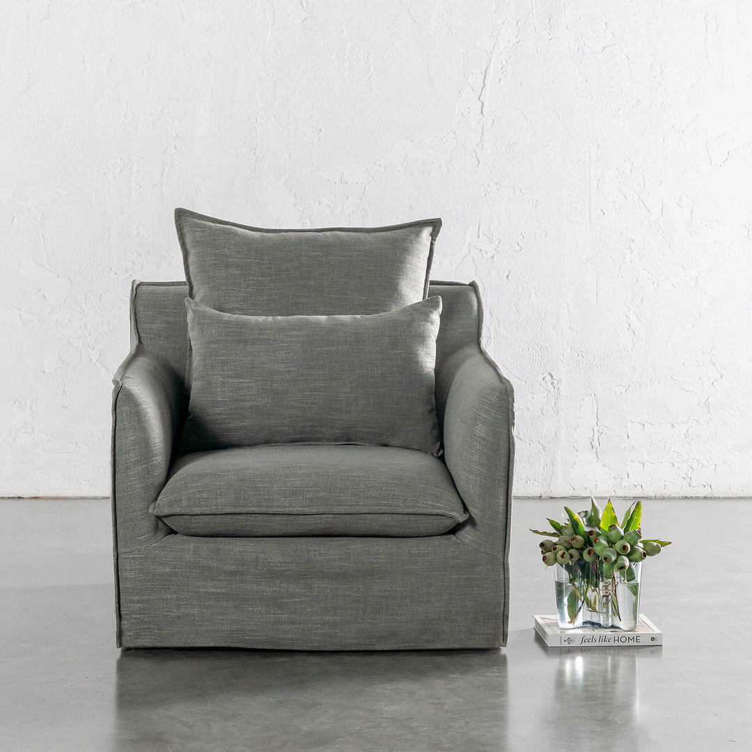 SEVILLA SLIP COVER ARMCHAIR  |  OAKMOSS GREEN