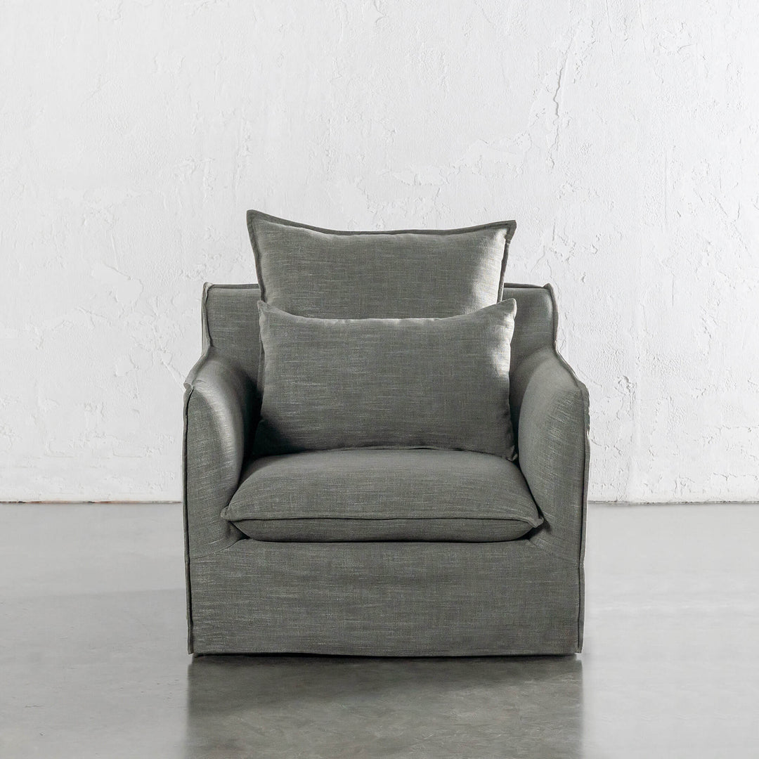 SEVILLA SLIP COVER ARMCHAIR  |  OAKMOSS GREEN