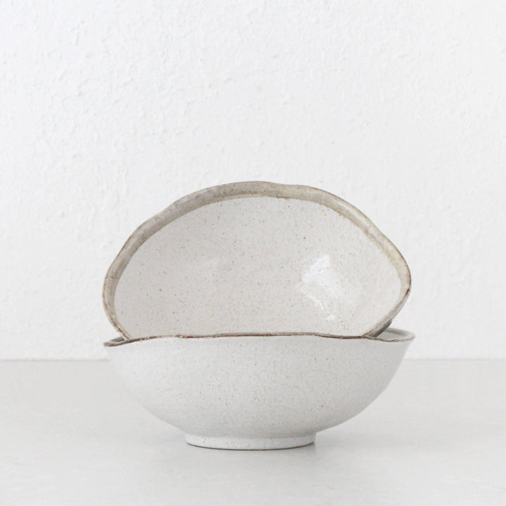 SHIROKARATSU CERAMIC LARGE BOWL | BUNDLE X2 | NATURAL GLAZE | 24CM