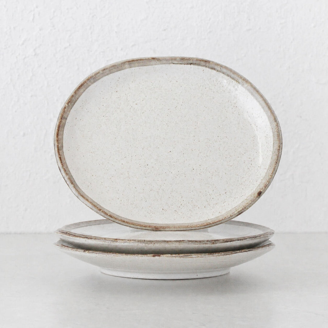 SHIROKARATSU CERAMIC LARGE OVAL PLATE BUNDLE x3|  NATURAL GLAZE  |  27CM